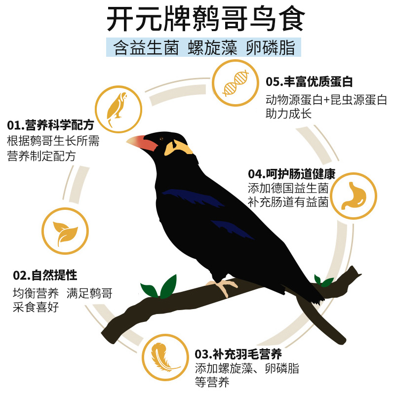 開元牌升級系列鷯哥鳥食500g